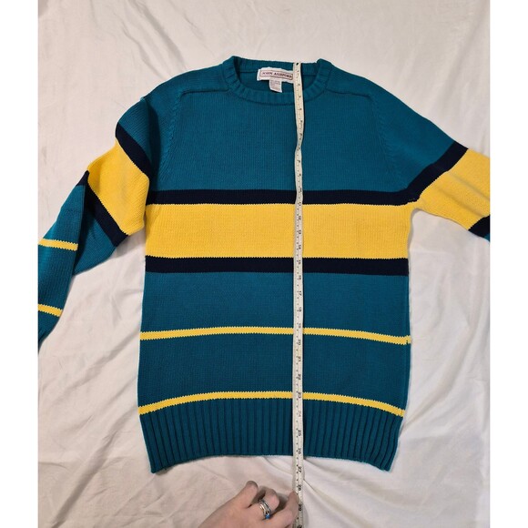 Vtg 90s John Ashford Cable Knit Striped Sweater Unisex L Colorblock Fisherman - Picture 5 of 15